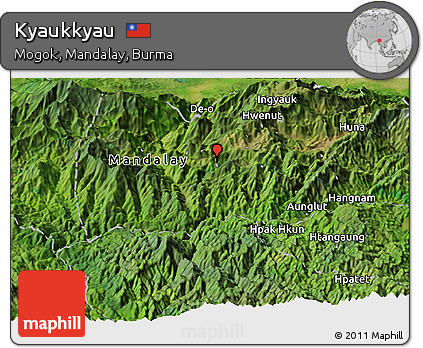 Satellite Panoramic Map of Kyaukkyau