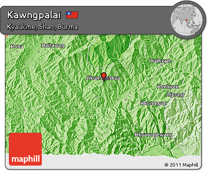 Political 3D Map of Kawngpalai