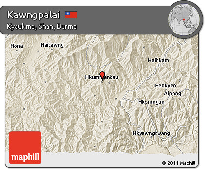 Shaded Relief 3D Map of Kawngpalai