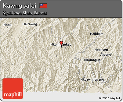 Shaded Relief 3D Map of Kawngpalai