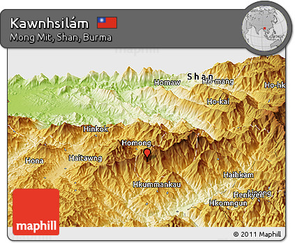 Physical Panoramic Map of Kawnhsilám