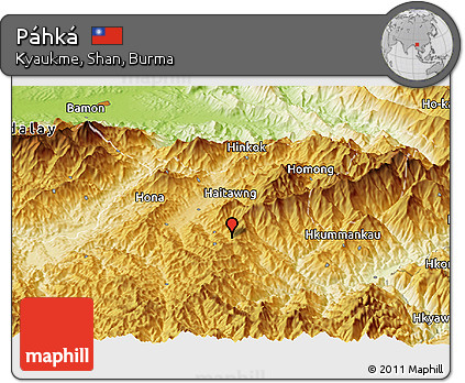 Physical Panoramic Map of Páhká