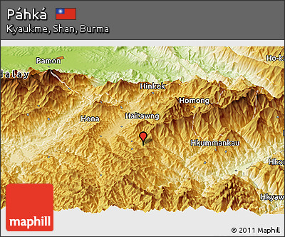 Physical Panoramic Map of Páhká