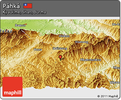 Physical Panoramic Map of Páhká
