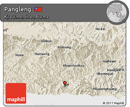 Shaded Relief Panoramic Map of Pangleng