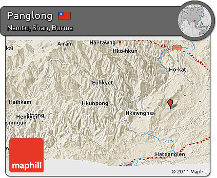 Shaded Relief Panoramic Map of Panglong