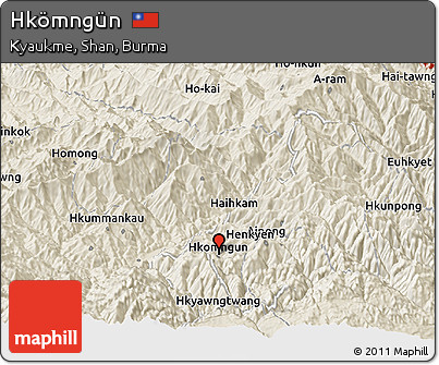Shaded Relief Panoramic Map of Hkömngün