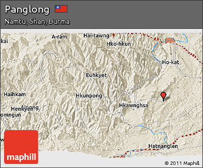 Shaded Relief Panoramic Map of Panglong