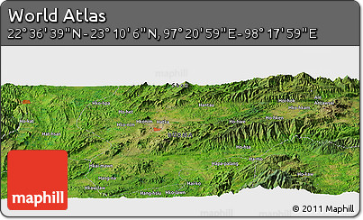 Satellite Panoramic Map of the Area around 22° 53' 22" N, 97° 49' 29" E