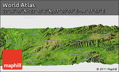 Satellite Panoramic Map of the Area around 22° 53' 22" N, 97° 49' 29" E