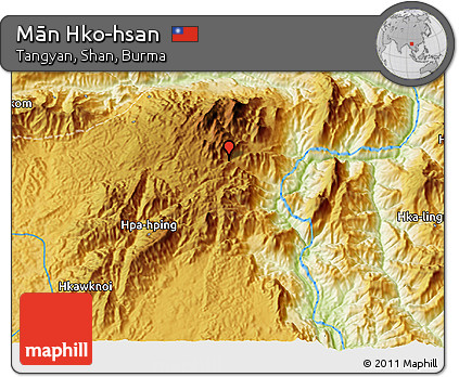 Physical 3D Map of Mān Hko-hsan