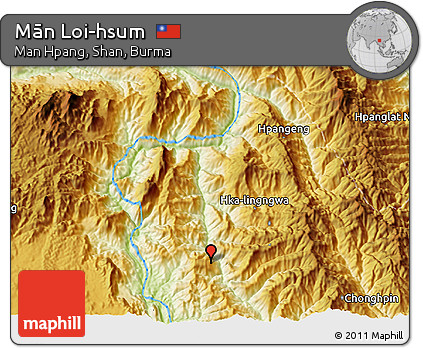 Physical 3D Map of Mān Loi-hsum