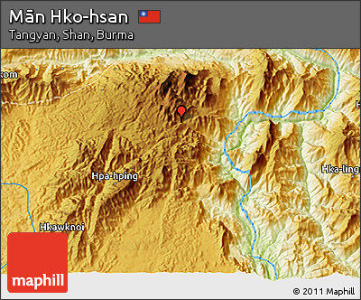 Physical 3D Map of Mān Hko-hsan