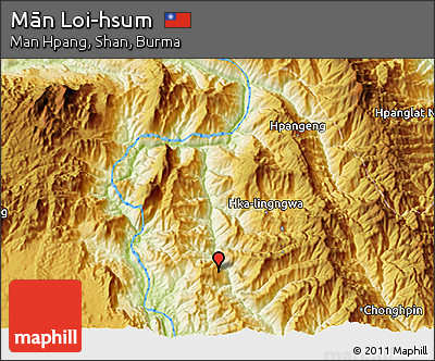 Physical 3D Map of Mān Loi-hsum