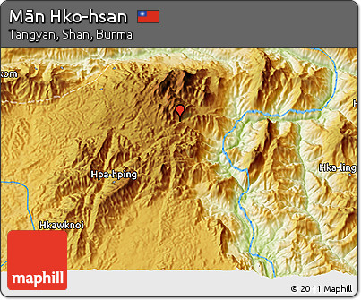 Physical 3D Map of Mān Hko-hsan