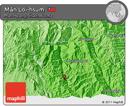 Political 3D Map of Mān Loi-hsum