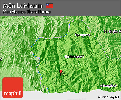 Political 3D Map of Mān Loi-hsum