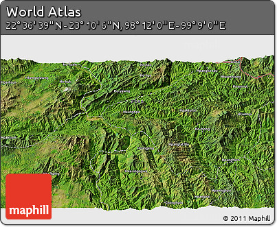 Satellite 3D Map of the Area around 22° 53' 22" N, 98° 40' 30" E