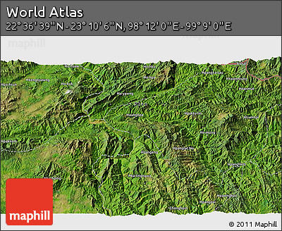 Satellite 3D Map of the Area around 22° 53' 22" N, 98° 40' 30" E