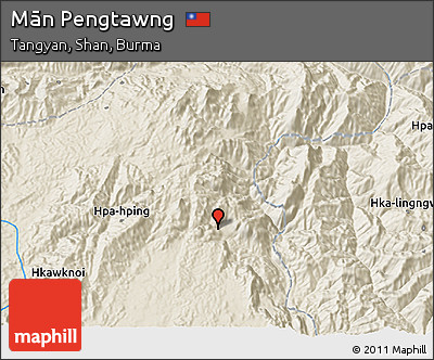 Shaded Relief 3D Map of Mān Pengtawng