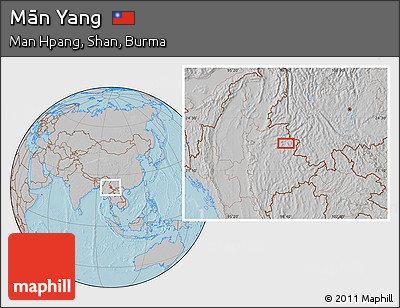 Gray Location Map of Mān Yang, hill shading