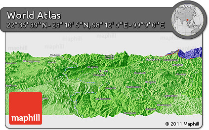 Political Panoramic Map of the Area around 22° 53' 22" N, 98° 40' 30" E