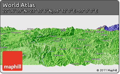 Political Panoramic Map of the Area around 22° 53' 22" N, 98° 40' 30" E