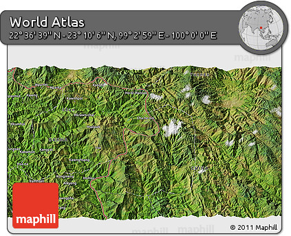 Satellite 3D Map of the Area around 22° 53' 22" N, 99° 31' 30" E