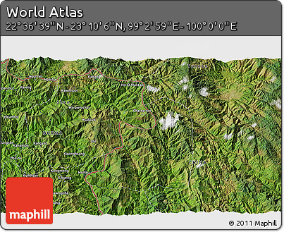 Satellite 3D Map of the Area around 22° 53' 22" N, 99° 31' 30" E