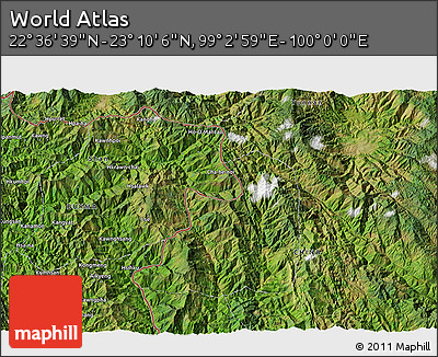 Satellite 3D Map of the Area around 22° 53' 22" N, 99° 31' 30" E