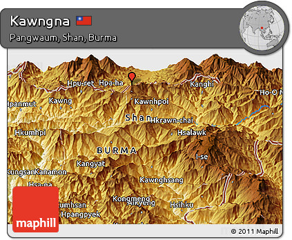 Physical Panoramic Map of Kawngna