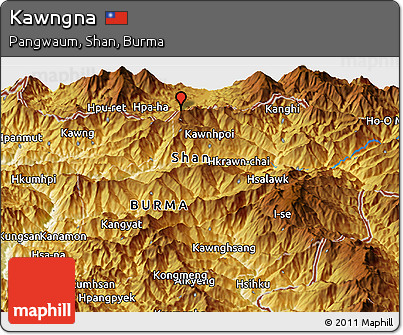 Physical Panoramic Map of Kawngna
