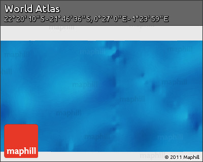 Physical 3D Map of the Area around 22° 3' 23" S, 0° 55' 29" E