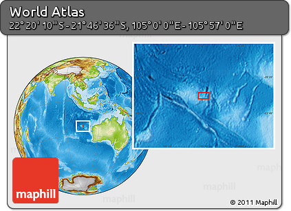 Physical Location Map of the Area around 22° 3' 23" S, 105° 28' 29" E