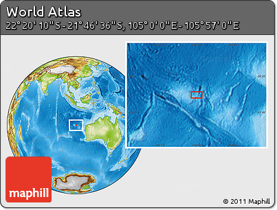 Physical Location Map of the Area around 22° 3' 23" S, 105° 28' 29" E