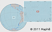 Gray Location Map of the area around 22° 3' 23" S, 106° 10' 30" W, hill shading