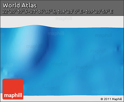 Physical 3D Map of the Area around 22° 3' 23" S, 108° 52' 30" E