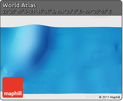 Physical 3D Map of the Area around 22° 3' 23" S, 108° 52' 30" E