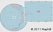 Gray Location Map of the area around 22° 3' 23" S, 108° 43' 29" W, hill shading