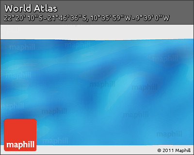Physical 3D Map of the Area around 22° 3' 23" S, 10° 7' 30" W