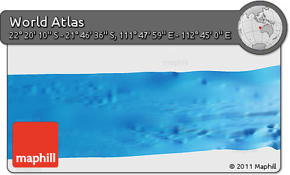 Physical Panoramic Map of the Area around 22° 3' 23" S, 112° 16' 30" E