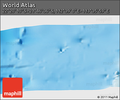Physical 3D Map of the Area around 22° 3' 23" S, 113° 7' 30" E