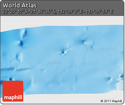 Physical 3D Map of the Area around 22° 3' 23" S, 113° 7' 30" E