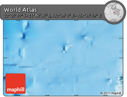 Physical Map of the Area around 22° 3' 23" S, 113° 7' 30" E