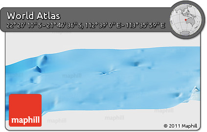 Physical Panoramic Map of the Area around 22° 3' 23" S, 113° 7' 30" E