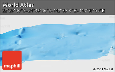 Physical Panoramic Map of the Area around 22° 3' 23" S, 113° 7' 30" E