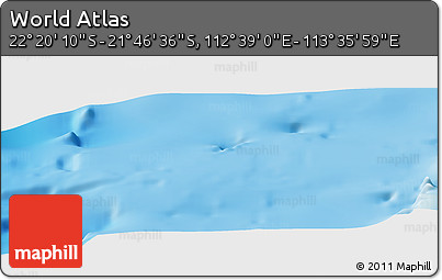 Physical Panoramic Map of the Area around 22° 3' 23" S, 113° 7' 30" E