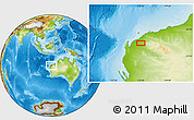 Physical Location Map of the area around 22° 3' 23" S, 115° 40' 30" E