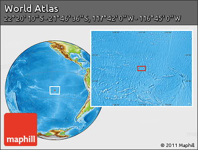 Physical Location Map of the Area around 22° 3' 23" S, 117° 13' 29" W