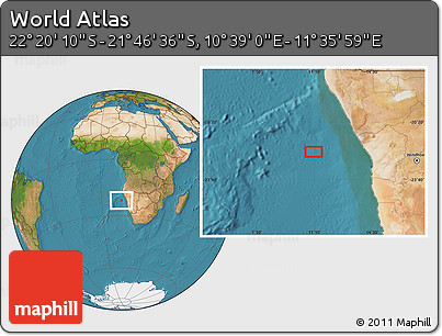 Satellite Location Map of the Area around 22° 3' 23" S, 11° 7' 30" E